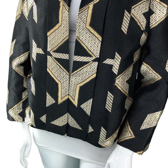 Chicos Women Size 2 US 12 Egyptian Sophisticate Persias Jacket Metallic Jacquard - Picture 4 of 16